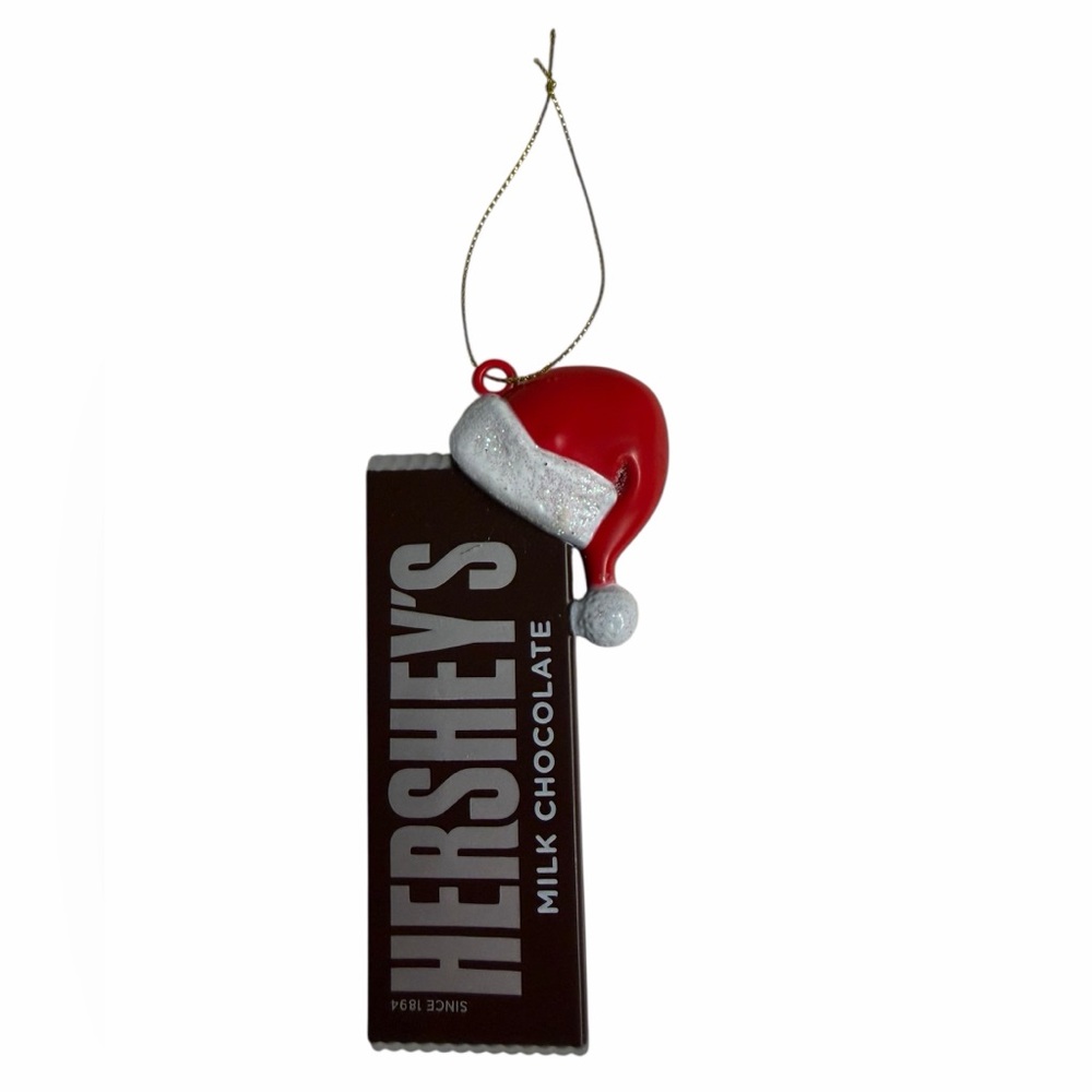 Hershey's Milk Chocolate Bar Christmas Ornament with Sparkly Santa Hat